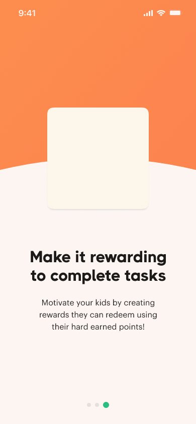 Animated Dangle onboarding screen completing family account setup