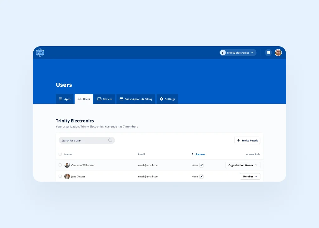 Insituware client portal interface after the redesign, with a cleaner, modernized layout