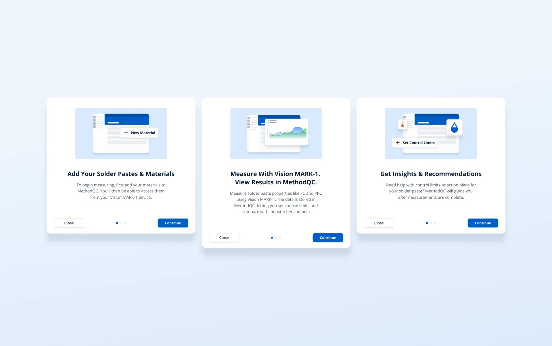 Collection of redesigned modal dialogs from the Insituware cloud platform