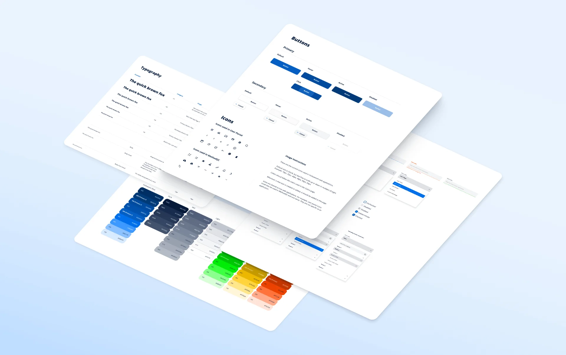 Overview of the Cobalt Design System components, colors, and typography created for Insituware
