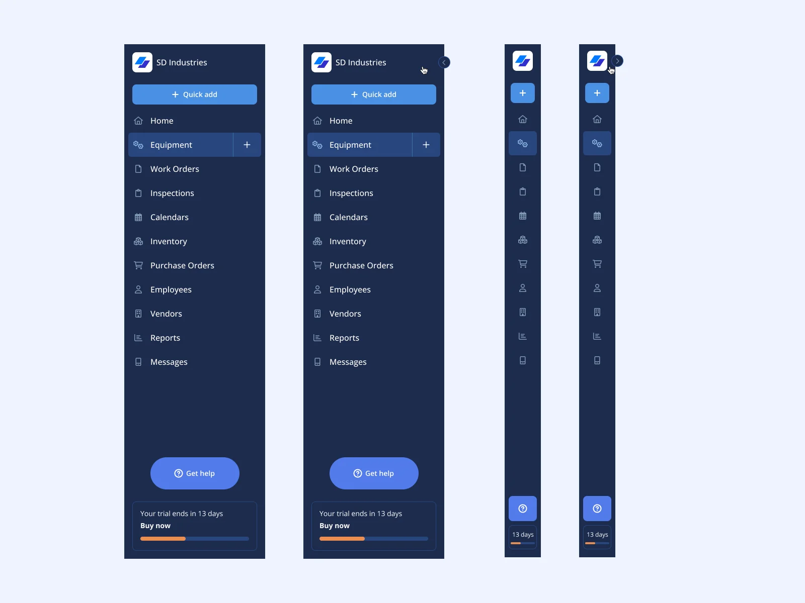Mobile-responsive Maintenance Pro screens for use across devices