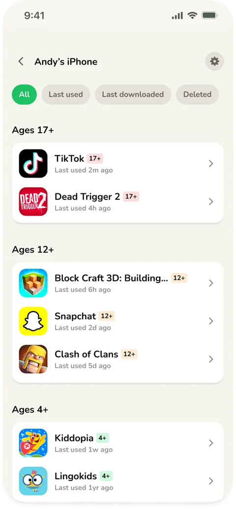 Screenable mobile UI exploration screen