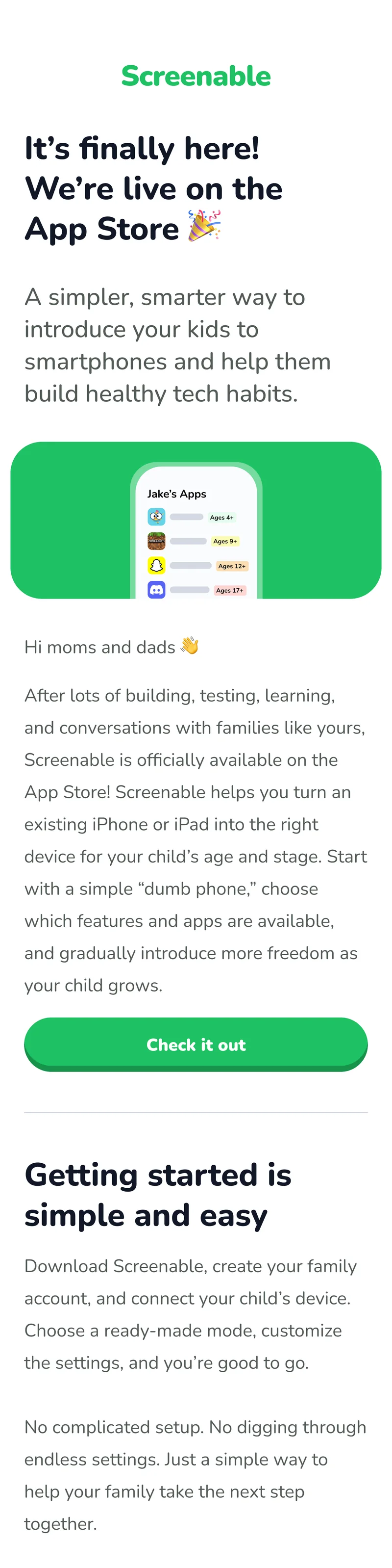 Full-length Screenable mobile email newsletter template
