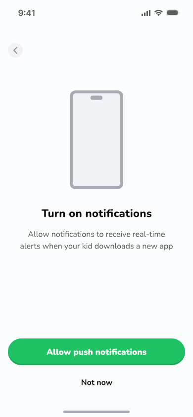 Animated Screenable alert after a kid downloads Snapchat