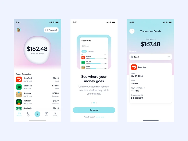 Personal finance mobile app UI mockup