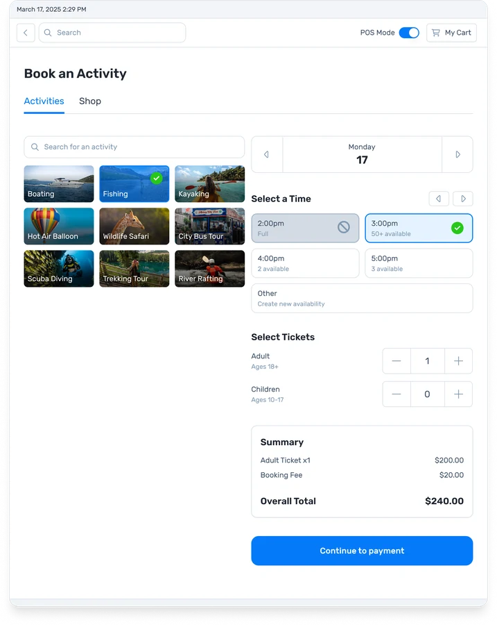 Tripworks Tablet Booking